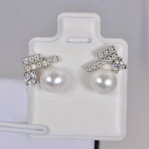 Certified All Moissanite Earrings Natural Pearl 925 Sterling